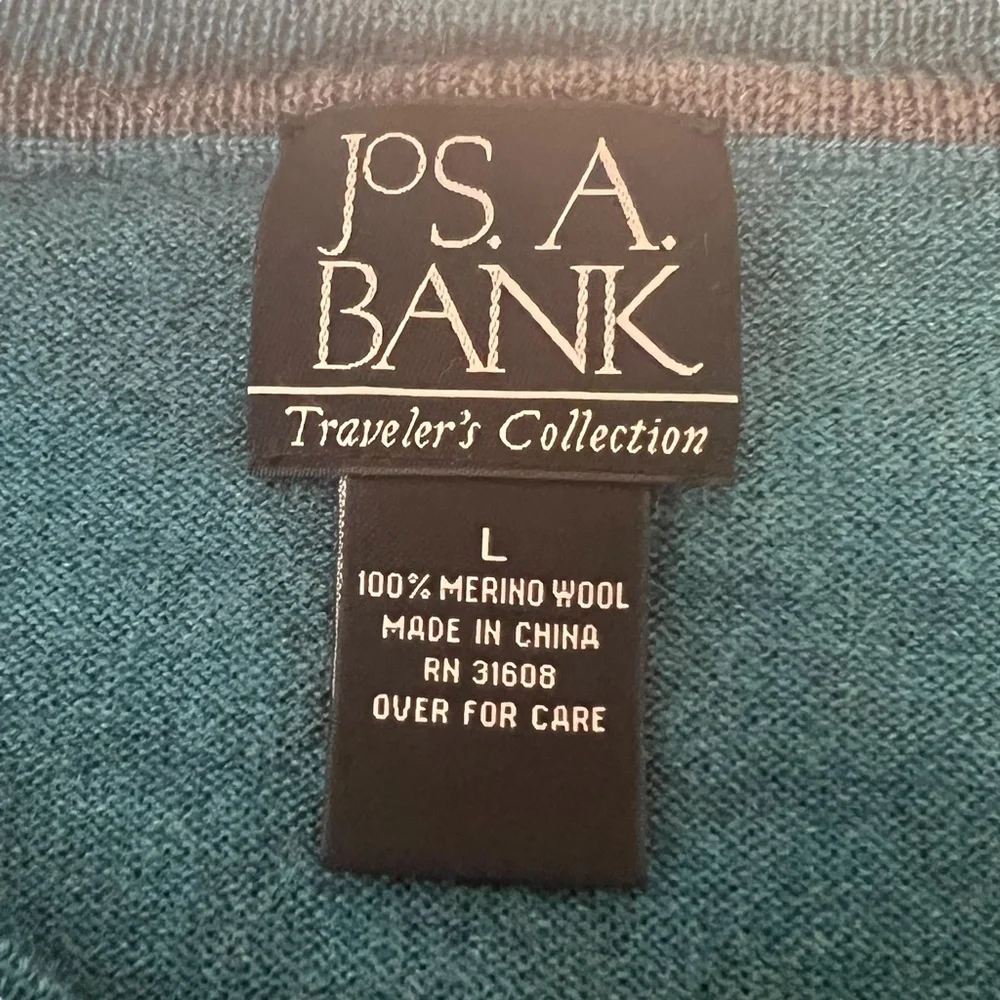 Jos A Bank Mens Traveler Merino Wool Sweater Size L Teal Old Money‎ Quiet Luxury